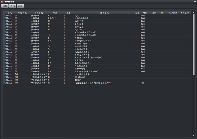 文件類型管理視窗